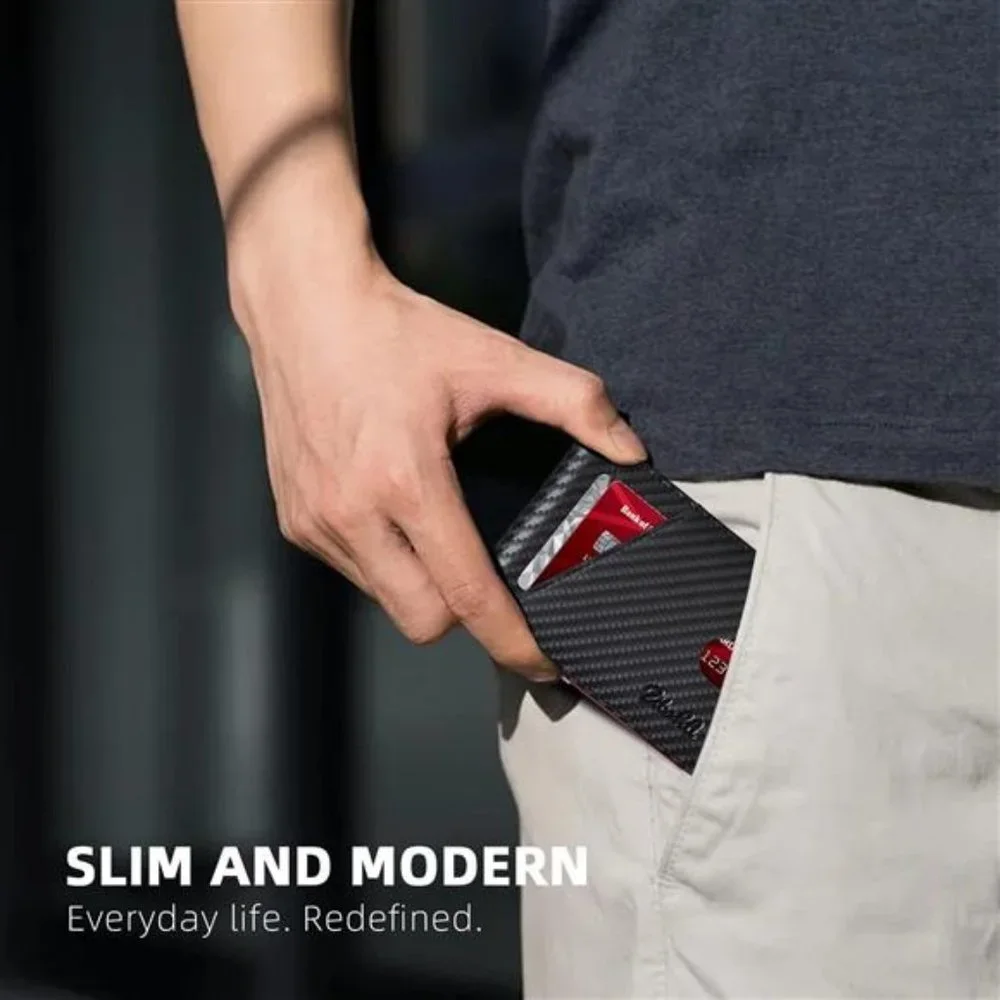 Red/Black RFID Wallets for Men Slim Money Clip Wallet